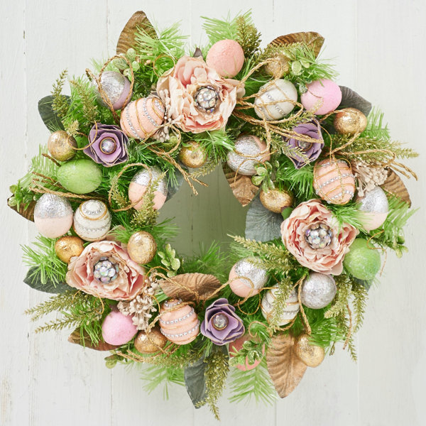 The Holiday Aisle® Handcrafted Faux Peony 17'' Wreath & Reviews Wayfair